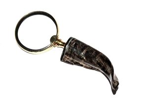 Loupe en laiton antique avec poignée en corne naturelle, décoration de bureau vintage, loupe de lecture - Product Image 3