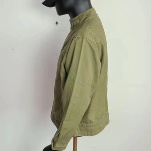 Chaqueta de Trabajo de Lona Verde Oliva para Hombre, Cuello Alto, Bolsillos con Cremallera, Material de Algodón Transpirable, Estilo Otoñal, Corte Regular - Product Image 2