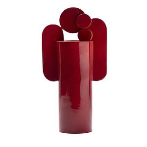 Florero Moderno de Metal Rojo, Florero Abstracto Geométrico de Hierro, Centro de Mesa de Lujo para Decoración de Mesa en Hogar, Bodas y Hoteles - Product Image 1