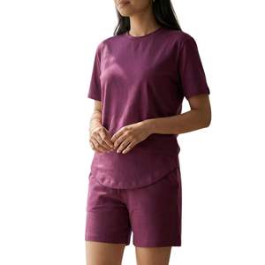 Ensemble de sport décontracté 2 pièces pour femme, t-shirt respirant et short, logo personnalisé, tenue de sport d'été - Product Image 2