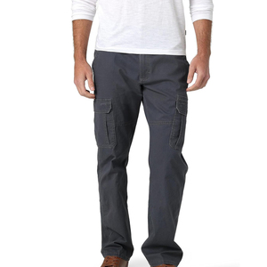 Pantalon cargo décontracté pour homme, coupe droite, 100% coton, léger, avec logo personnalisé, effet délavé, best-seller - Product Image 1