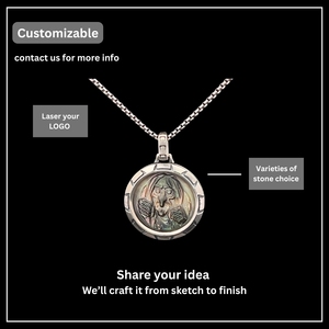 Pendentif Clown Thème Argent Sterling 925 avec Nacre Noire, Charm Rond Fin Unisexe Décontracté/Sportif - Product Image 4