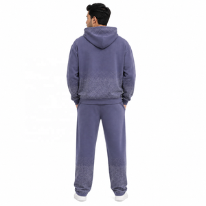 Conjunto de Sudadera con Capucha y Pantalones de Felpa con Diseño de Puntos Degradados para Hombre, Estilo Urbano, Corte Holgado, Proveedor Mayorista OEM - Product Image 3