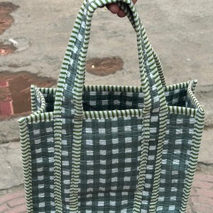 Bolsa de Mano Mini de Tela de Algodón Acolchada, Bolsa de Compras Reutilizable Ecológica, Bolsa de Transporte de Algodón Hecha a Mano, Bolsa de Regalo Personalizada - Product Image 4