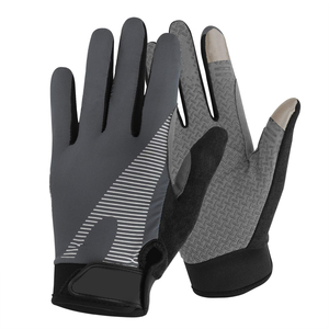 Guantes de Senderismo Unisex para Exteriores, Negros y Grises, Tejidos, Transpirables, con Estampado, Dedos Completos, Casuales para Adultos, de Verano, Ecológicos, con Cierre - Product Image 1