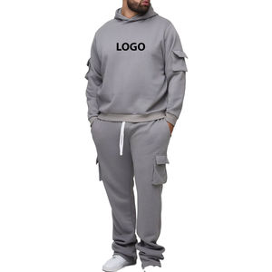 Survêtement de course pour homme, coupe ajustée, confortable, hiver, 2 pièces, respirant, coton, fermeture éclair sur le devant, vêtements de sport décontractés - Product Image 4