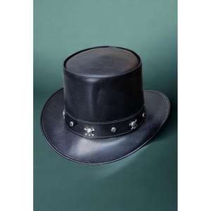 Sombreros de Cuero Genuino Hechos a Mano, Color Negro, Gorras de Primera Calidad, Sombreros de Graduación Modernos para Fiestas de Halloween, Proveedor - Product Image 3