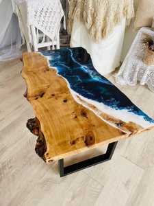 Custom Luxury <b>Epoxy</b> Resin River <b>Table</b> Solid Wood Live Edge Dining Conference Office <b>Table</b> Handmade Modern Wooden Furniture - Product Image 4