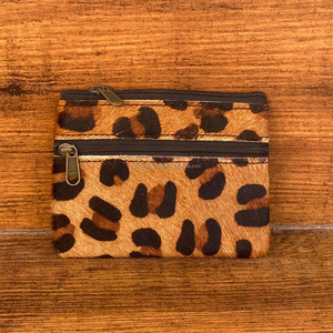 2024 nueva gran oferta de doble cremallera pelo en estampado de animales monedero de cuero genuino minicartera de cuero de vaca occidental para mujer - Product Image 3