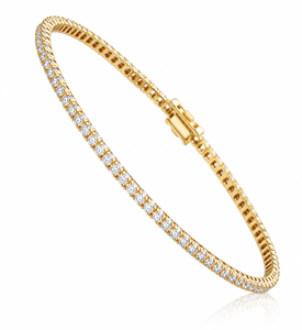 Bracelet tennis en diamant naturel 3,50 carats, couleur J K, clarté SI, jaune, or 14 carats, certifié IGI, bijoux fins élégants - Product Image 1