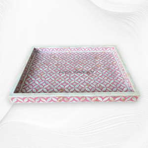 Bandeja rectangular hecha a mano con incrustaciones de nácar para decoración del hogar y regalos, bandejas para aperitivos y bebidas a un precio asequible. - Product Image 4