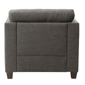 Poltrona con Braccioli Svasati in Tessuto Grigio Chiaro con Cuscini Decorativi per Soggiorno - Product Image 3