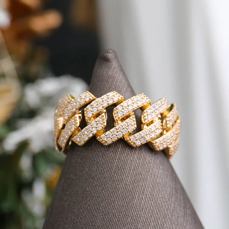 Disesuaikan Mewah Royal Pernikahan Hip Hop Cincin Pertunangan Berlian Cincin Hadiah 18K Emas Alami Berlian Cincin untuk Wanita Pria Perhiasan