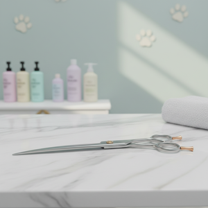 Tijeras de Peluquería Canina y Felina de Acero Inoxidable 440C, Juego Profesional de Tijeras Curvas para Adelgazar el Pelo con Mango Opuesto - Product Image 2