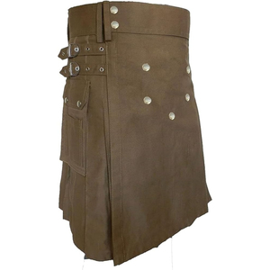 Nouveau modèle 2026 : Kilt utilitaire robuste en jean de coton pour homme, avec surpiqûres renforcées et fermeture à boutons-pression ajustable - Product Image 5