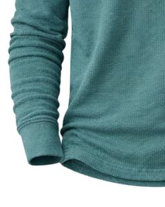 เสื้อยืดแขนยาวทรงเฮนลีย์ผ้าวาฟเฟิลสำหรับผู้ชาย สีเขียวอมฟ้า สวมใส่สบาย คอติดกระดุม เหมาะสำหรับฤดูหนาว ผ้าฝ้ายทรงเข้ารูป ระบายอากาศได้ดี - Product Image 5