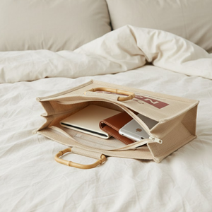 Bolsa de Yute Tejida Personalizada con Logotipo Ecológico Juko |   Bolsa de Compras Promocional Reutilizable, Biodegradable, de Color Natural, con Cierre de Cremallera - Product Image 2