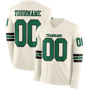 Maillot de football à manches longues pour homme, logo d'équipe personnalisé, nom imprimé par transfert thermique, tissu respirant en spandex/polyester, col en V - Product Image 2