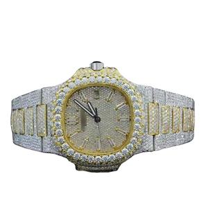 Logotipo personalizado de acero inoxidable clásico de lujo de los hombres Moissanite reloj de cuarzo resistente al agua de cristal de zafiro de moda - Product Image 3