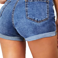 Shorts en jean déchirés décontractés taille basse pour femme, grande taille, style été