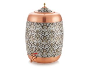 Distributeur d'eau en cuivre pur Kubera, pot Matka, pot Gadha, récipient de stockage d'eau en cuivre fait à la main pour la maison et la cuisine - Product Image 1