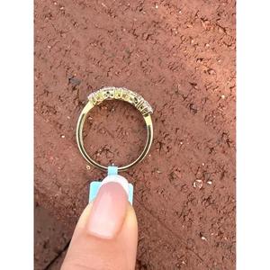 Anillo de Cinco Piedras con Diamantes en Forma de Pera y Piedras Multicolores en Oro Amarillo Sólido, con Clúster de Lágrimas Alternadas y Banda de Eternidad, Elegante Anillo de Novia - Product Image 2