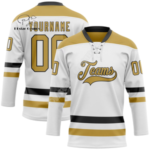 Uniformes de hockey sur mesure entièrement conçus avec du tissu respirant et des graphismes sublimés, coupés et cousus aux États-Unis. - Product Image 1