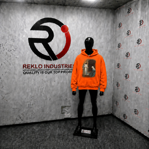 Sweat à capuche CHRISTIAN FASHION ORANGE JESUS FAITH avec imprimé religieux, poche avant, décontracté, en coton tricoté, coupe oversize, hiver, brodé - Product Image 3