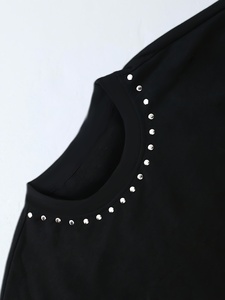 Chemise décontractée pour femmes ornée de cristaux, manches courtes, t-shirt tendance pour femmes - Product Image 2