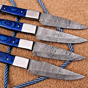 Cuchillo de carne de Damasco hecho a mano de alta calidad con mango de madera, cuchillo de chef afilado para cocina con funda de cuero. - Product Image 6