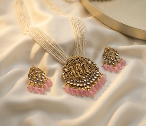 Ram Darbar Halsketten-Set Vergoldeter Tempelschmuck Perlenstrang Indischer Traditioneller Brautschmuck für Frauen - Product Image 1