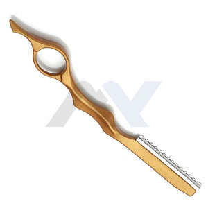 มีดโกนตัดผมแบบกำหนดเองสำหรับตัดแต่งทรงผม มีดโกนสแตนเลสสีทองลายขรุขระ สำหรับร้านทำผมและใช้ในบ้าน - Product Image 2