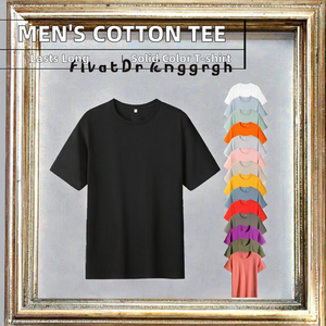 Camiseta Casual de Algodón 100% Preencogido de 200 g/m² para Hombre, de Manga Corta, Cuello Redondo, Antiarrugas, de Algodón Pesado, Tallas Grandes, Venta al por Mayor - Product Image 3