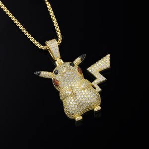 Collier pendentif Pikachu en argent pur plaqué or, style dessin animé, pour enfants - Product Image 3