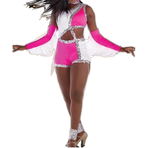Ensemble de survêtement chaud en Spandex/Polyester avec logo d'équipe imprimé et strass brillants pour l'entraînement des équipes de cheerleading, idéal pour les académies de danse et les tenues de sport pour adultes - Product Image 1