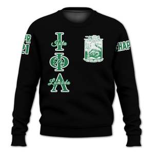 Chaqueta Universitaria Negra Personalizada Iota Phi Lambda, Suéter Tejido con Escudo y Insignia de la Hermandad - Product Image 5