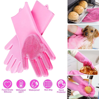 Gants de lavage de vaisselle en silicone de qualité alimentaire, épaisseur moyenne, spécialisés, antiadhésifs, imperméables, pour la cuisine, protègent les mains, résistent à la graisse