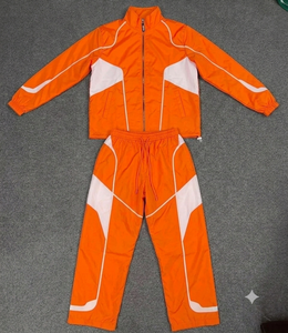 Ensemble de survêtement pour homme, manches longues, fermeture éclair, col montant sportif, blocs de couleur, polyester, tenue d'automne, coupe régulière pour adulte - Product Image 3