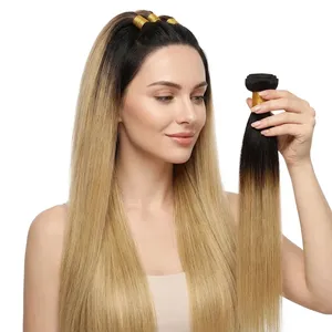 Extensiones de Cabello Humano Remy Ombre Marrón, Cabello Liso en Paquetes, Cabello Natural Sin Procesar, de Negro a Rubio - Product Image 2