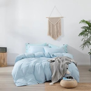 Juego de Ropa de Cama de Algodón Lavado, Color Rosa Polvoriento, con Botones, Juego de Sábanas para el Hogar - Product Image 6