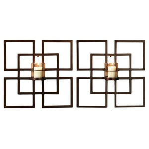 Ensemble de 2 appliques murales élégantes en métal doré, porte-bougies géométriques modernes en fer suspendus pour décoration d'anniversaire et de maison, durables - Product Image 6