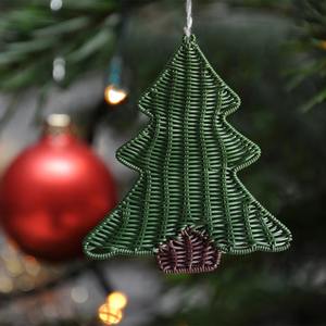 Adornos de ratán hechos a mano en forma de árbol de Navidad, decoración de pared, perchas de mimbre - Product Image 5