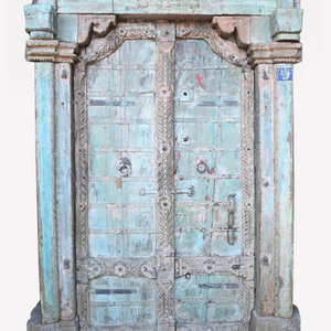 Puerta Principal de Madera Premium Hecha a Mano con Marco, Artesanía Haswani - Product Image 1