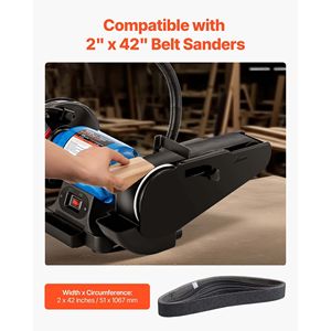 Set di 6 Nastri Abrasivi in Carburo di Silicio da 2 x 42 Pollici, Ciascuno con 36, 40, 60, 80, 100, 120 Grane Assortite per Levigatrice a Nastro - Product Image 3