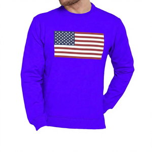 Sudadera de Cuello Redondo para Hombre, Estampado de Bandera Americana, 100% Algodón, Corte Regular, Informal, para Otoño - Product Image 6