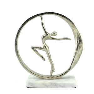 Sculpture de ballerine moderne en aluminium Jaffs Exports, figurine d'art circulaire faite à la main, décoration de table écologique pour salon - Product Image 3