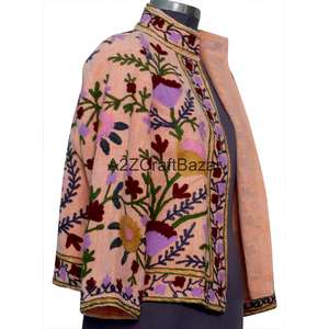 Chaqueta de Mujer Hecha a Mano, 100% Algodón, Tejido de Punto, Estampado Floral, Cuello en V, Bordado a Máquina, Transpirable, Ecológica - Product Image 4