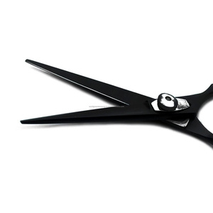 Ciseaux de coiffure professionnels pour barbier, en acier inoxydable noir, lame tranchante, manche long, pour droitiers, salon de coiffure - Product Image 2