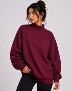 Sweat-shirt à col montant coupe décontractée pour femme, mélange de coton premium, manches longues, vêtements de mode, fournisseur OEM en gros - Product Image 1