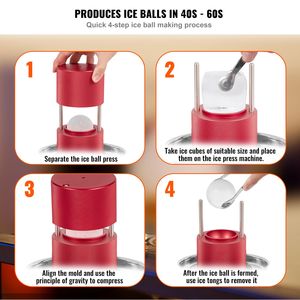 Kit per Sfere di Ghiaccio in Lega di Alluminio Aeronautico da 2,4 Pollici, Pressa per Ghiaccio da 60mm con Pinze e Vassoio Raccogligocce - Strumento Premium per Cubetti di Ghiaccio - Product Image 3